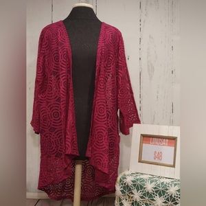 NWT Women’s large dark fuchsia lace kimono top